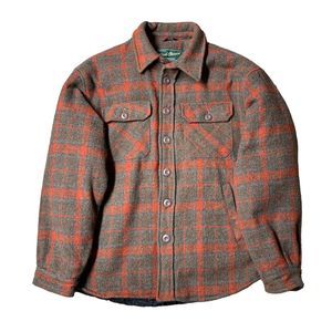 Dash Classics Orange Brown Plaid Button Up Jacket  Shirt Large